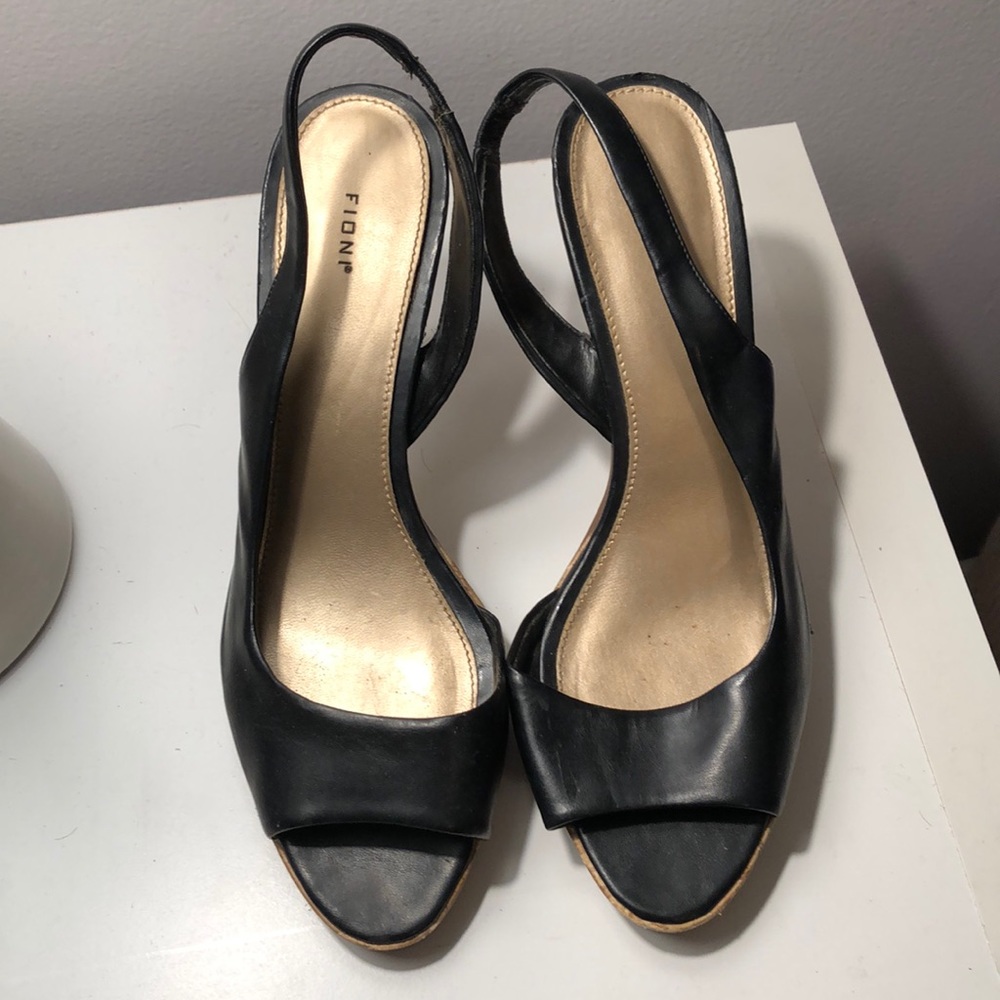 Fioni Black sling heels